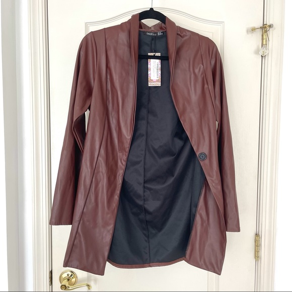 Boohoo Jackets & Blazers - Boohoo Faux Leather Brown Jacket